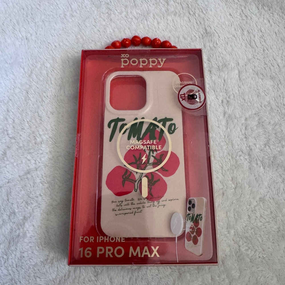 XO Poppy for iPhone 16 Pro Max MagSafe Case Tomato‎ Graphic Cream Red NIP